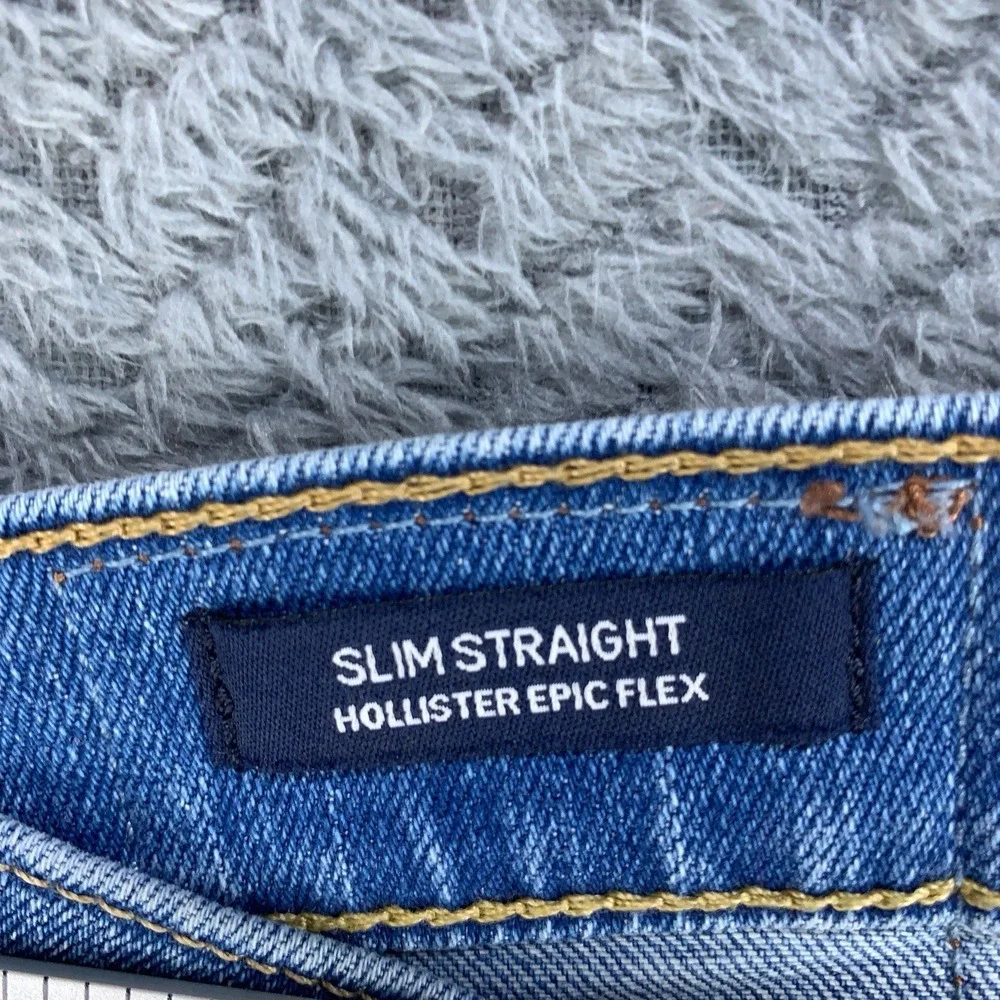 Hollister Slim Straight Epic Flex Jeans Men 33x30 (Fits 34x29) Blue Stretch Fade